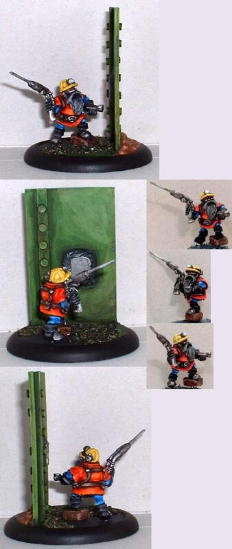 Photo collage of a painted fantasy warrior miniature beside a tall green cactus.