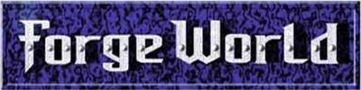 Forge World logo in white gothic text on a blue textured background